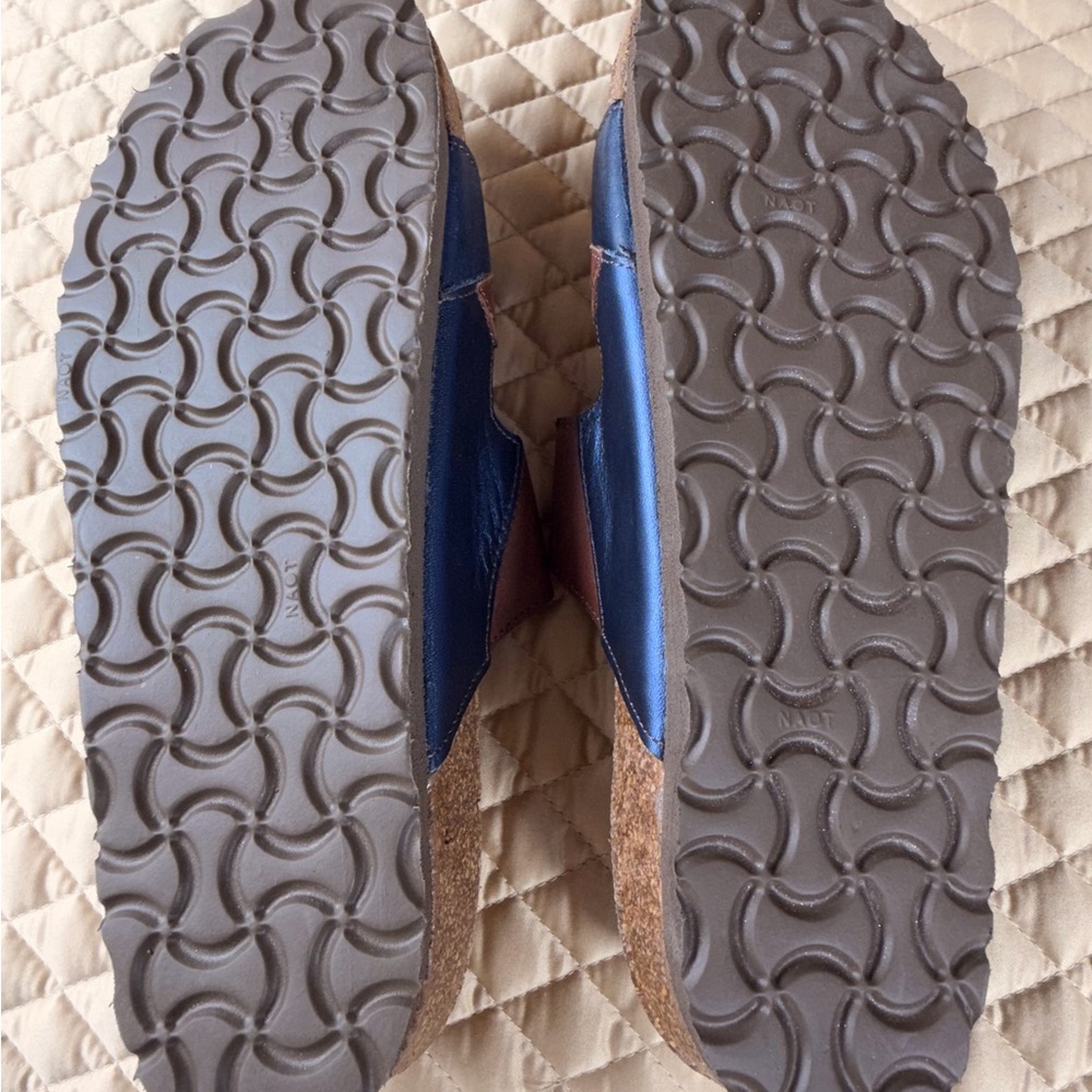 Naot San Diego Slide Sandals in Brown, Mustard, and Navy, Size 7/38 EU, NWB - Picture 12 of 14